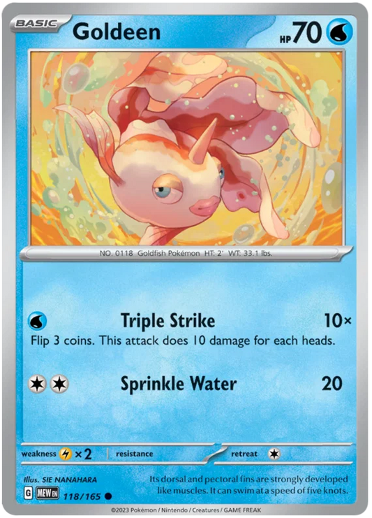 Pokémon Goldeen common kaart nummer 118 uit de 151 set
