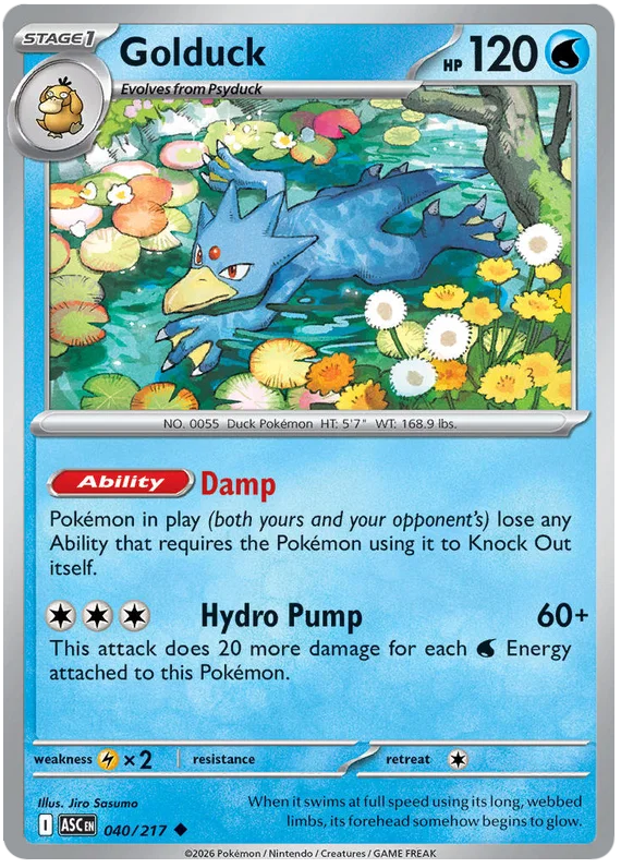 Golduck common kaart #040 uit de Pokémon set Ascended Heroes