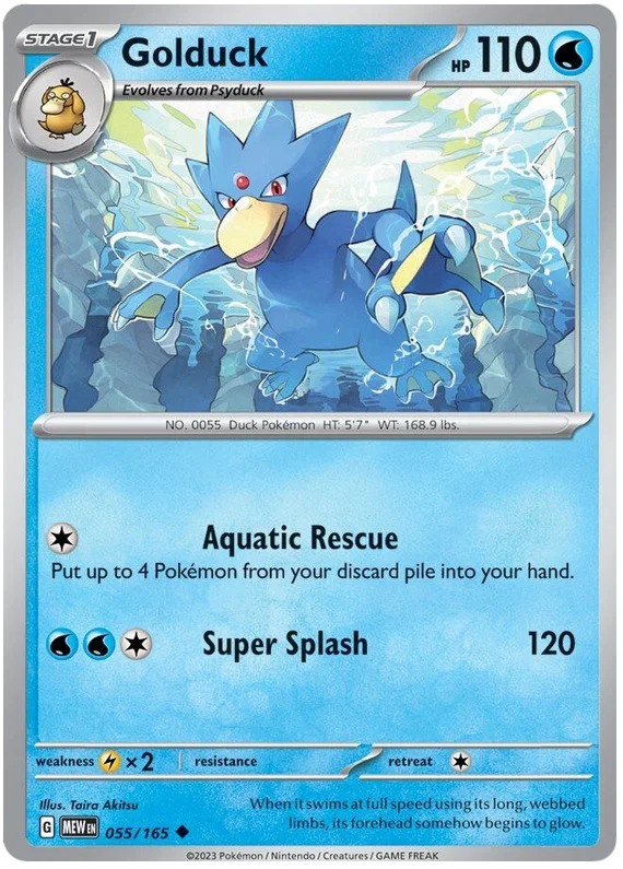 Golduck common kaart nummer 055 uit de Pokémon 151 set