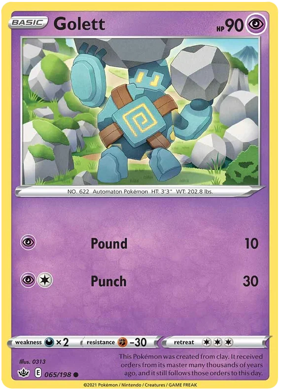 Golett common kaart #065/198 uit de Pokémon Chilling Reign set