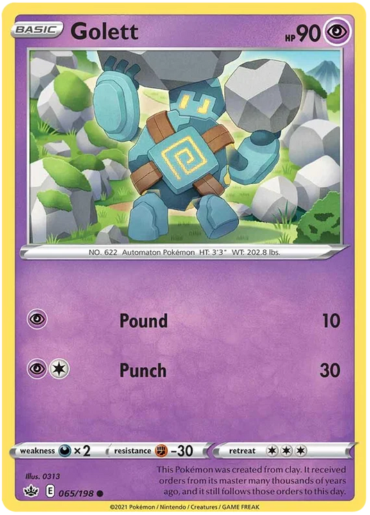 Golett common kaart #065/198 uit de Pokémon Chilling Reign set