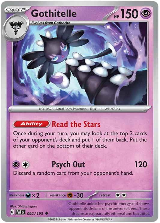 Gothitelle #092 common kaart uit de Pokémon Paldea Evolved set