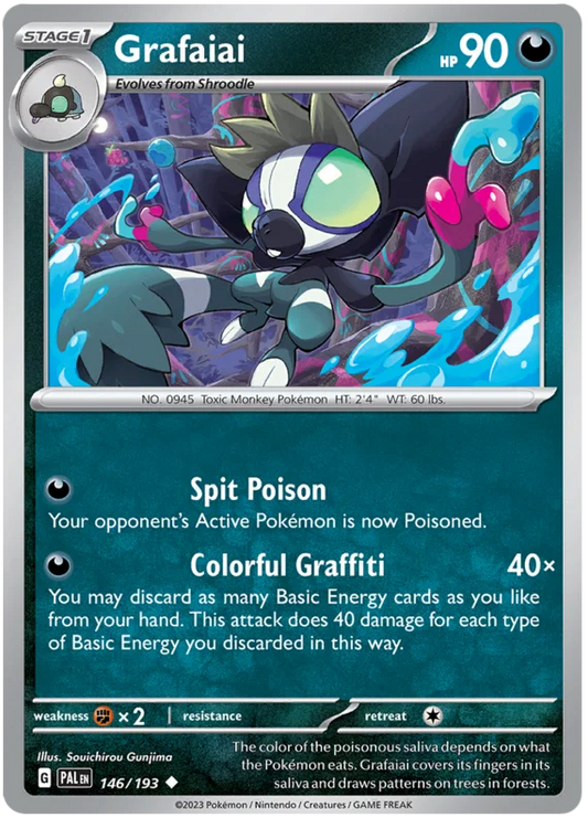 Grafaiai common kaart nummer 146 uit de Pokémon Paldea Evolved set
