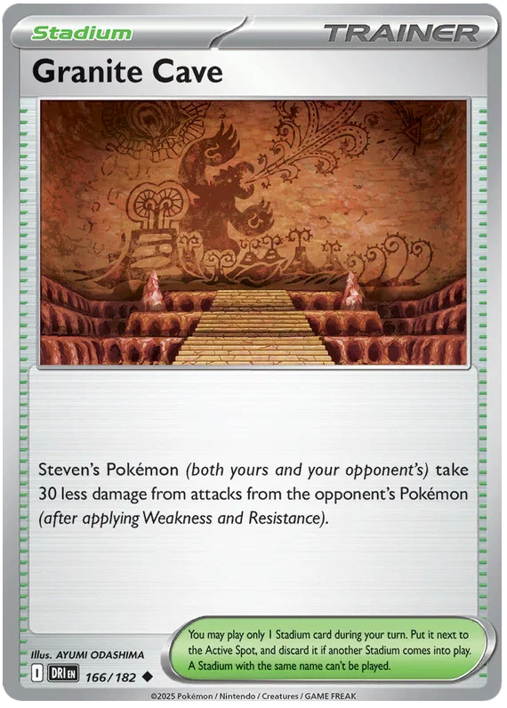 Pokemon Granite Cave stadium kaart nummer 166 common uit Destined Rivals set