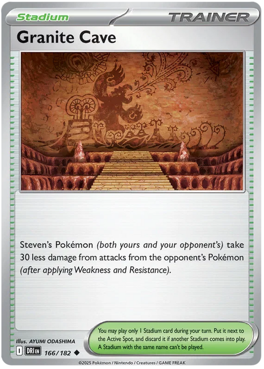 Pokemon Granite Cave stadium kaart nummer 166 common uit Destined Rivals set