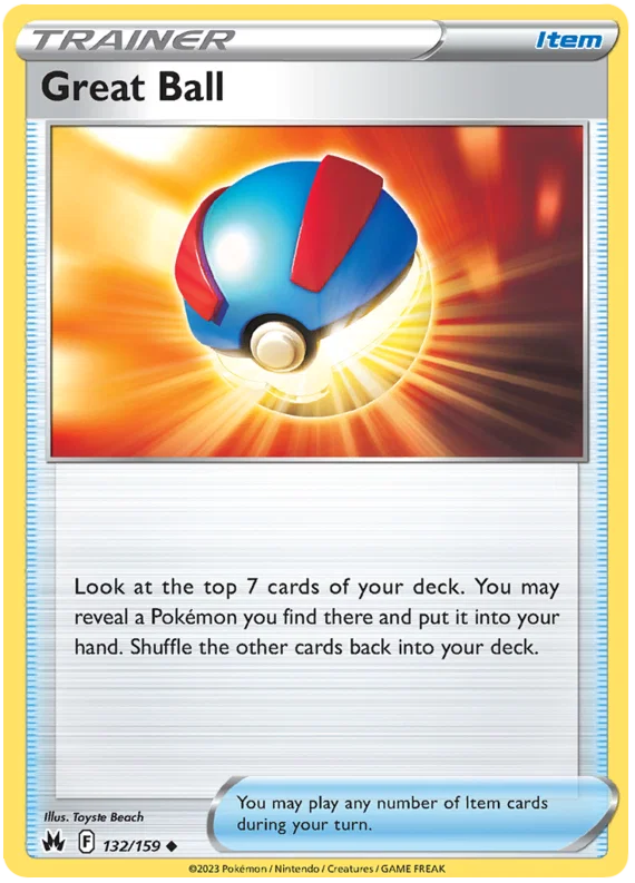 Pokémon Great Ball #132 common trainerkaart uit de Crown Zenith set
