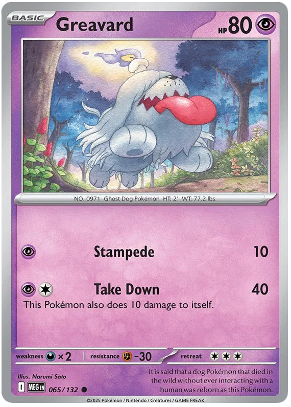 Pokémon Greavard #065 common kaart uit de Mega Evolution set
