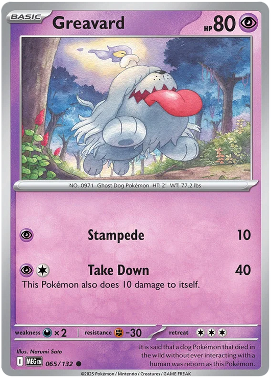 Pokémon Greavard #065 common kaart uit de Mega Evolution set