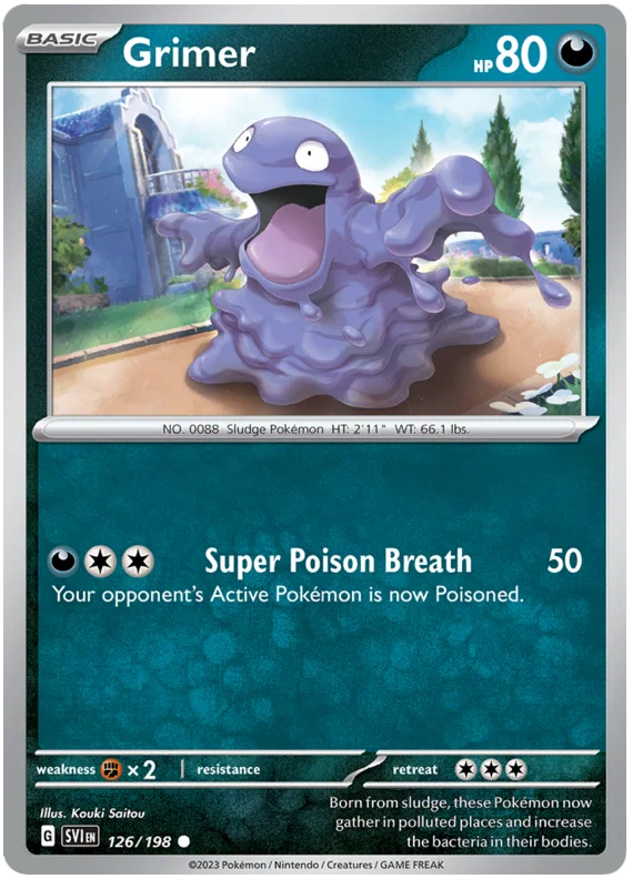 Pokémon kaart Grimer #126 common uit de Scarlet & Violet basisset