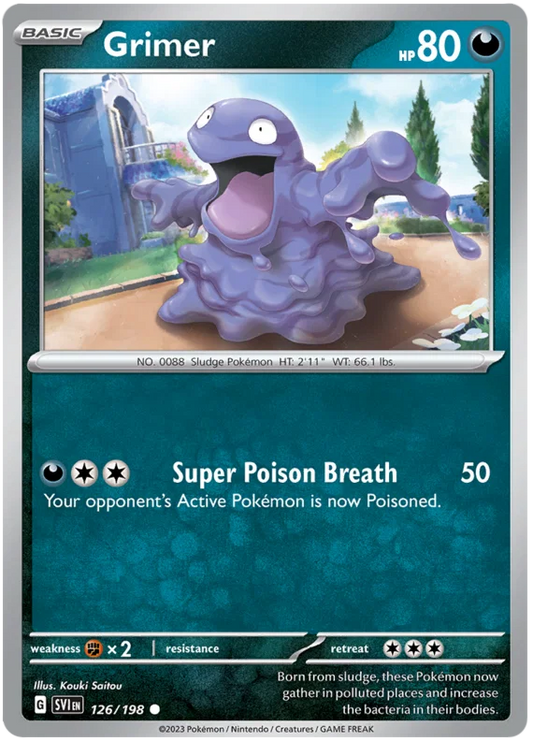 Pokémon kaart Grimer #126 common uit de Scarlet & Violet basisset