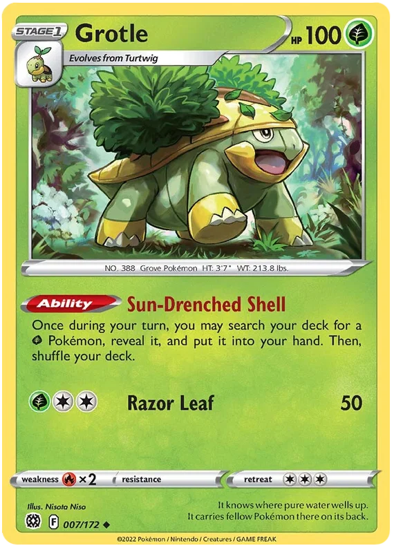 Grotle 007/172 common Pokémon kaart uit de Brilliant Stars set