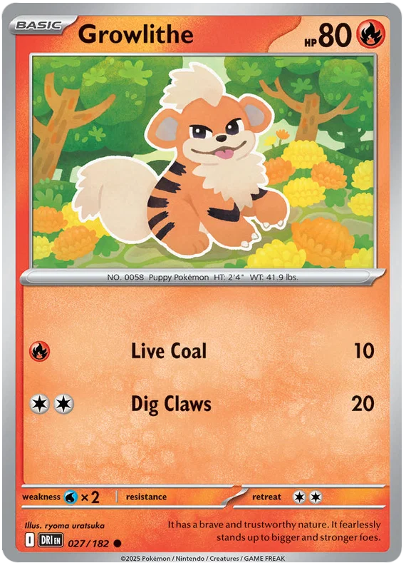 Growlithe #027 common kaart uit de Pokémon Destined Rivals set