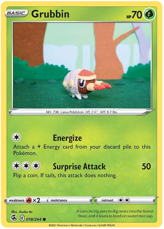 Grubbin common Pokémon kaart #018/264 uit de Fusion Strike set