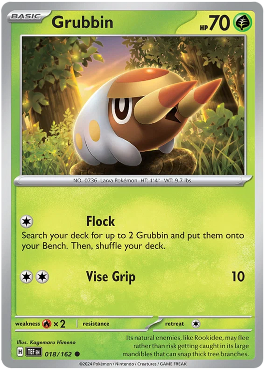 Grubbin common Pokémon kaart nummer 018 uit de Temporal Forces set