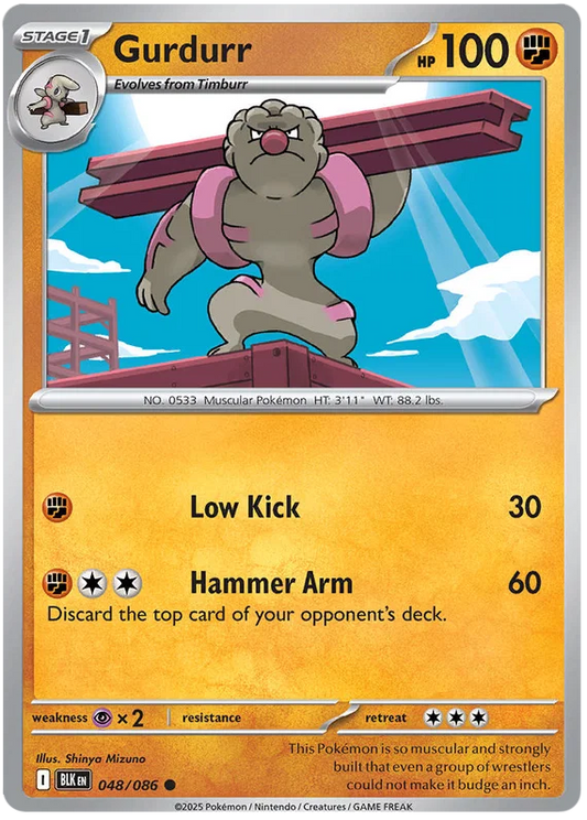 Gurdurr common kaart #048 uit de Pokémon Black Bolt set