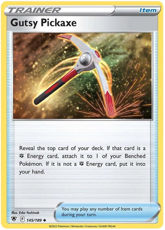 Gutsy Pickaxe Trainer kaart #145/189 uit de Pokemon Astral Radiance set