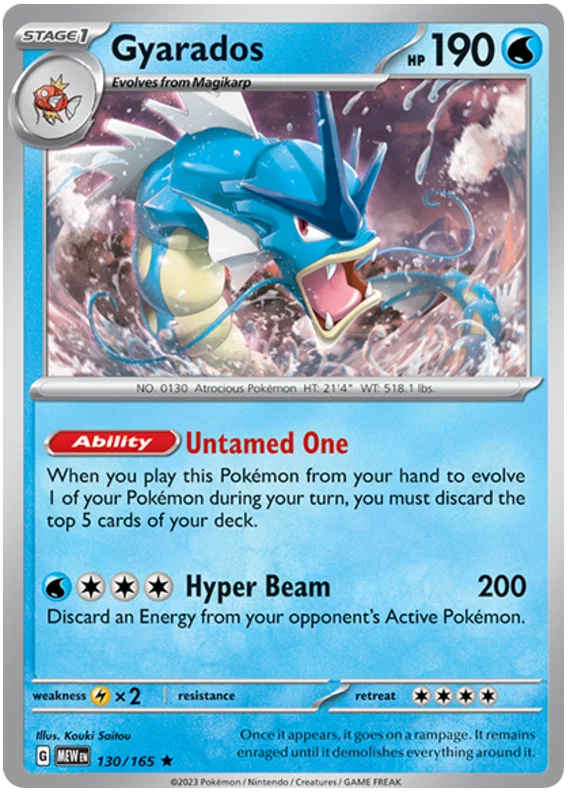 Pokémon Gyarados #130 holo kaart uit de 151 set