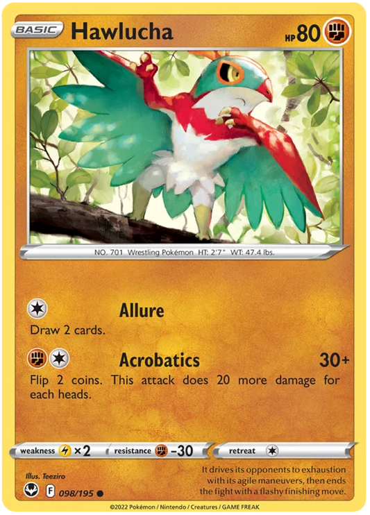 Pokémon Hawlucha common kaart #098 uit de Silver Tempest set
