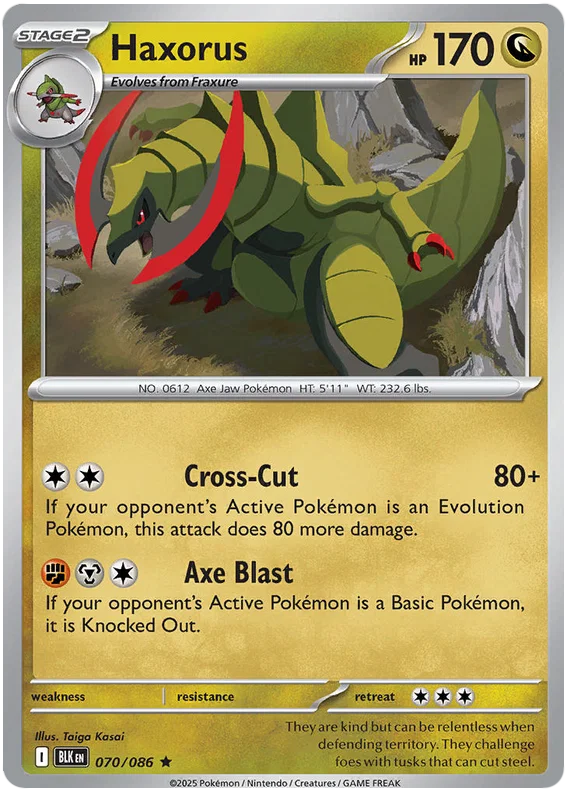 Pokémon Haxorus Holo #070 Black Bolt losse kaart met holografische afwerking