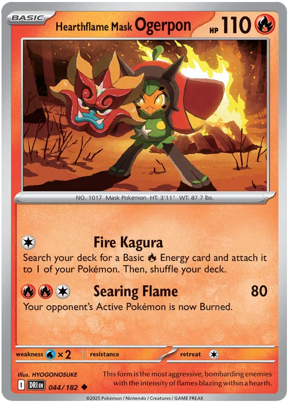 Hearthflame Mask Ogerpon common kaart #044 uit Destined Rivals Pokémon set