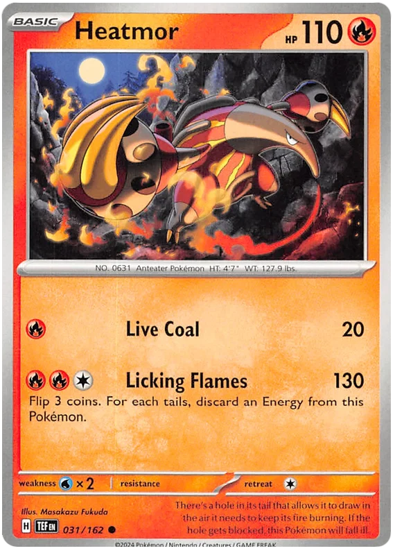 Heatmor common kaart #031 uit de Pokémon Temporal Forces set