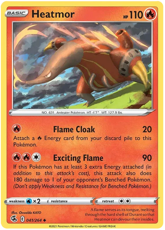 Heatmor common Pokémon kaart uit de Fusion Strike set, nummer 041/264