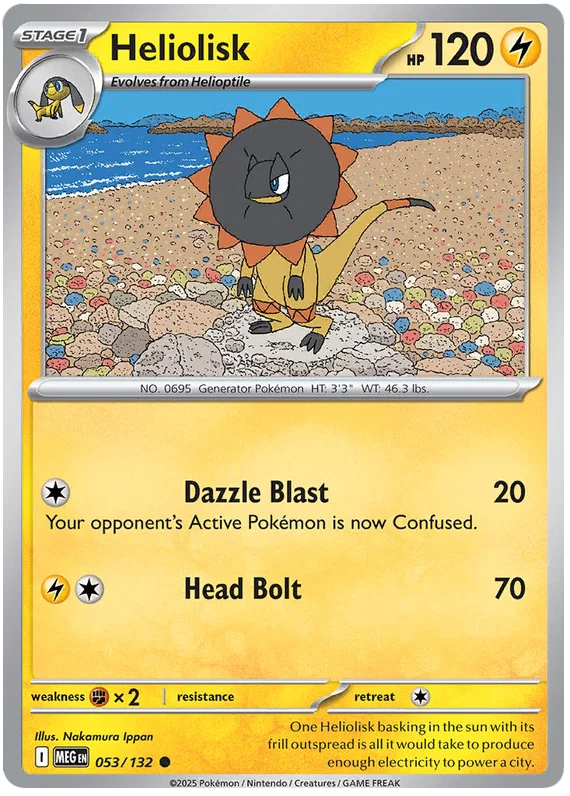 Heliolisk common kaart #053 uit de Pokémon Mega Evolution set