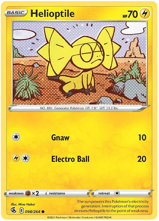 Helioptile common kaart nummer 098/264 uit de Pokémon Fusion Strike set