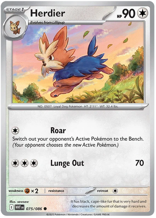 Pokémon Herdier #075 common kaart uit de White Flare set