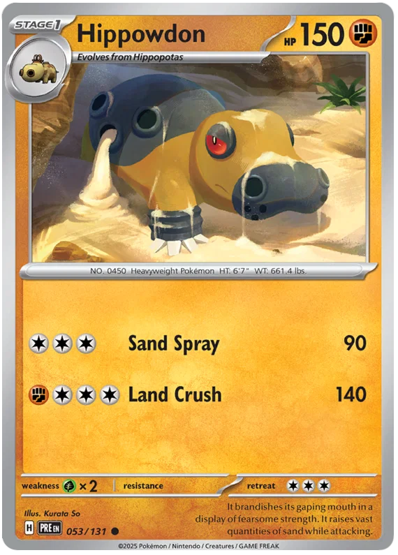 Pokémon Hippowdon #053 common kaart uit de Prismatic Evolutions set