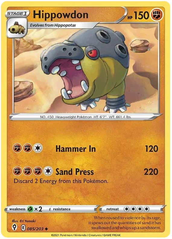 Hippowdon common Pokémonkaart 085/203 uit de set Evolving Skies