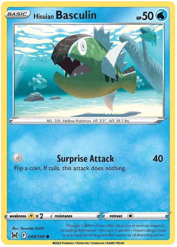 Hisuian Basculin common pokémonkaart #044/196 uit de Lost Origin set