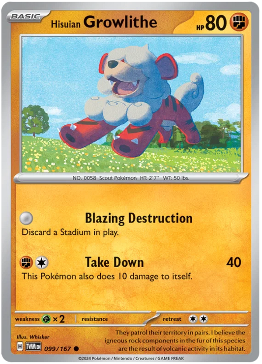Hisuian Growlithe common kaart #099 uit de Pokémon set Twilight Masquerade