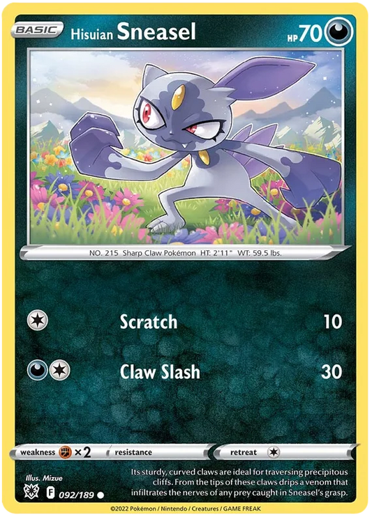 Hisuian Sneasel common kaart 092/189 uit de Pokémon Astral Radiance set