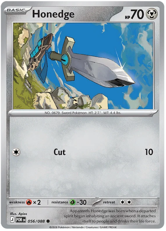 Pokémon Honedge #056 common kaart uit de Perfect Order set