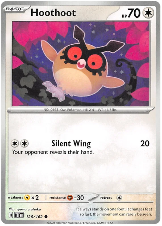 Hoothoot #126 common Pokémon kaart uit de Temporal Forces set