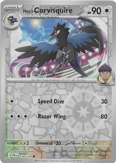Pokemon Hop's Corvisquire reverse holo kaart #134 uit Journey Together set