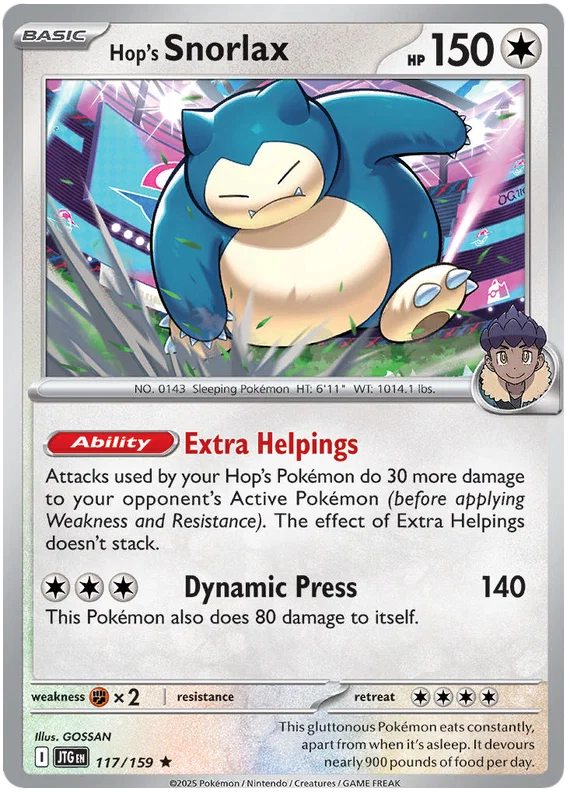 Pokémon Hop's Snorlax Holo kaart #117 uit de Journey Together set