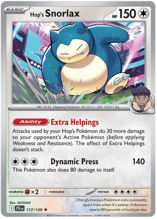 Pokémon Hop's Snorlax Holo kaart #117 uit de Journey Together set