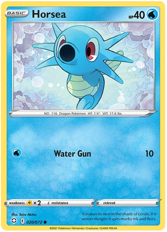 Pokémon Horsea common kaart 020/072 uit de Shining Fates set