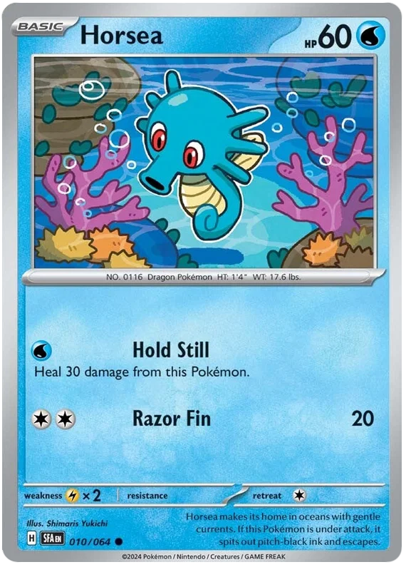Horsea common kaart #010 uit de Pokémon Shrouded Fable set