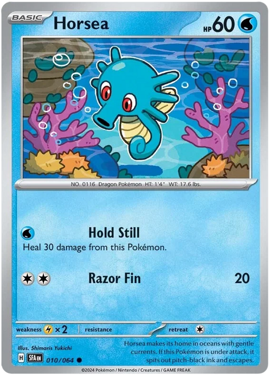 Horsea common kaart #010 uit de Pokémon Shrouded Fable set