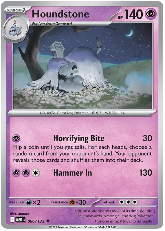 Pokémon kaart Houndstone #066 common uit de Mega Evolution set