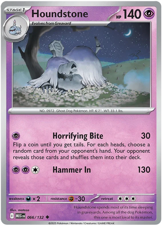 Pokémon kaart Houndstone #066 common uit de Mega Evolution set