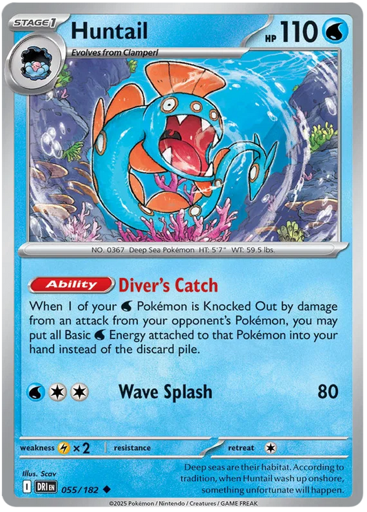 Pokémon Huntail common kaart nummer 055 uit de Destined Rivals set