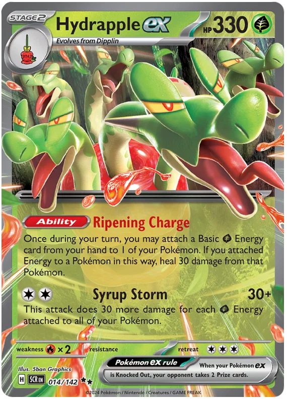 Hydrapple ex Pokémon kaart uit de Stellar Crown set, kaartnummer 014