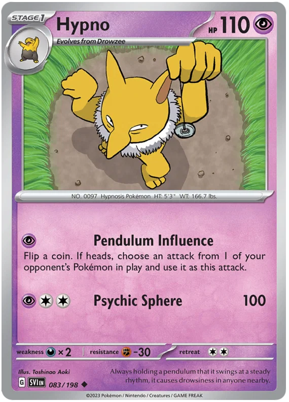 Hypno common kaart nummer 083 uit de Pokémon Scarlet & Violet basisset