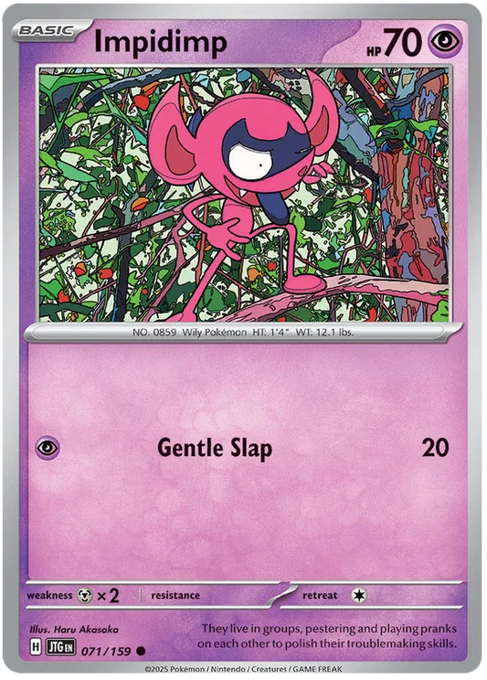 Pokémon Impidimp common kaart nummer 071 uit de Journey Together set