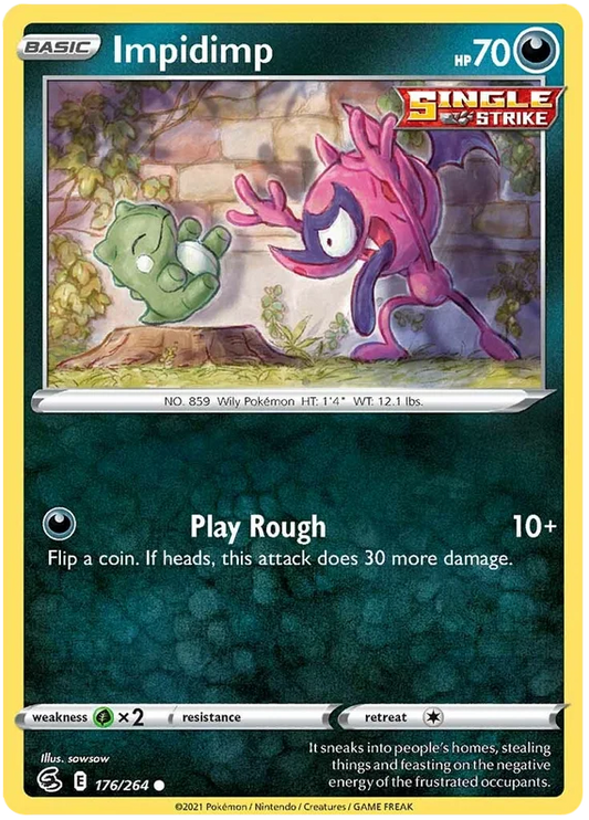 Pokémon Impidimp common kaart 176/264 uit de Fusion Strike set