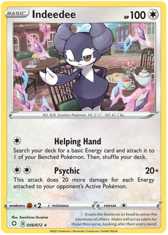 Pokémon Indeedee 056/072 common kaart uit de Shining Fates set